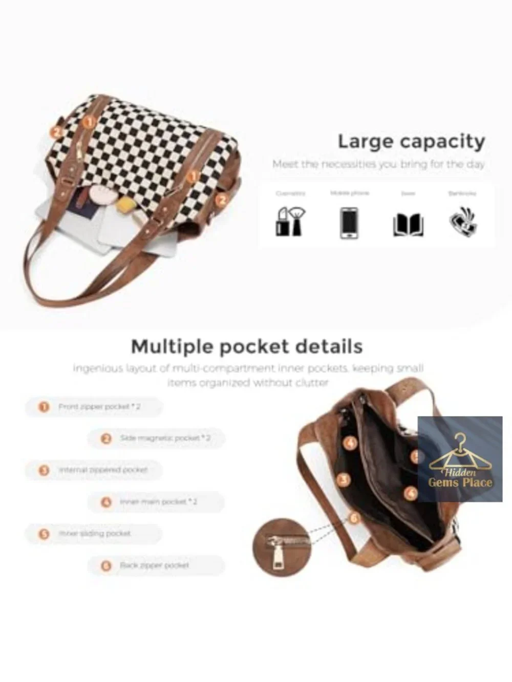 Vintage Canvas Faux Leather Slouchy Hobo Shoulder Bag Crossbody Tote with